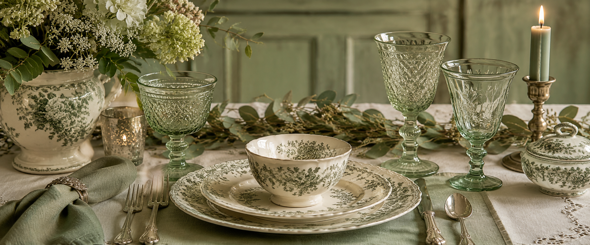 A vintage china table setting